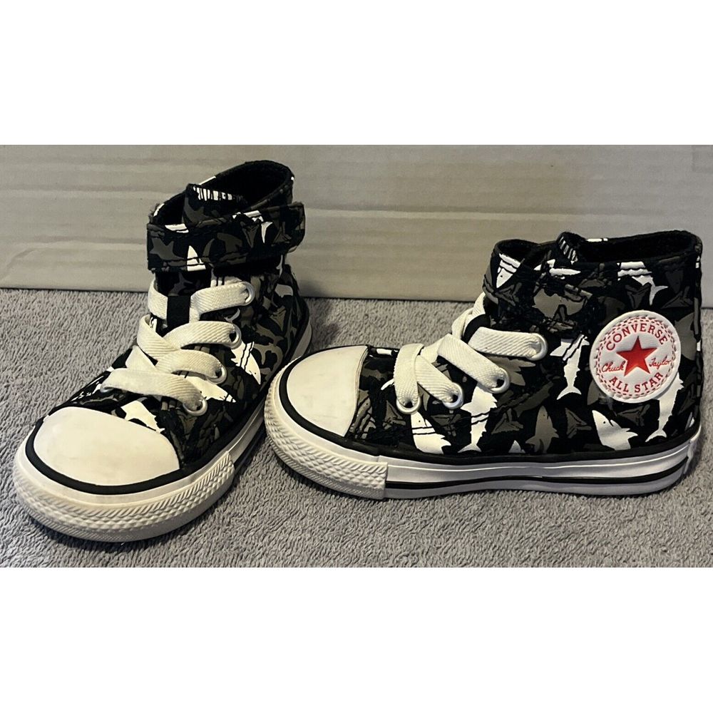 Converse  Hi Shark Bite Black Red Junior Kids Casual‎ Shoes 5